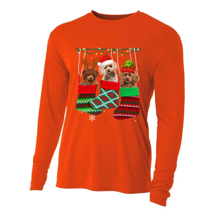 Dog Poodle Christmas Socks Funny Xmas Pajama Pet Puppy Gift Cooling Performance Long Sleeve Crew