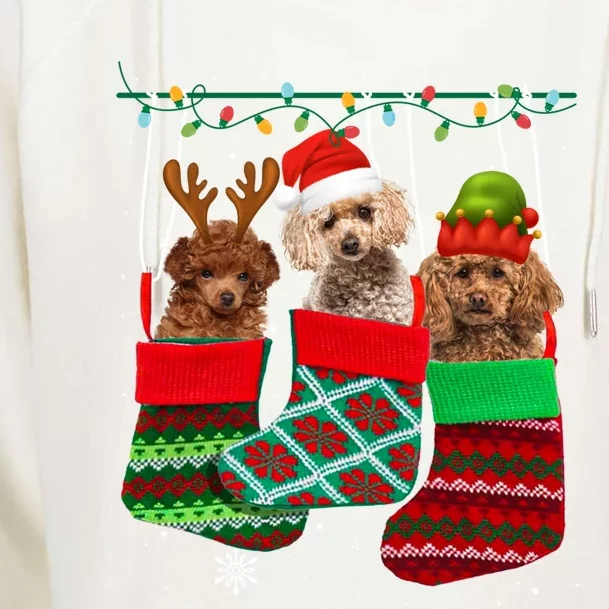 Dog Poodle Christmas Socks Funny Xmas Pajama Pet Puppy Gift Womens Funnel Neck Pullover Hood