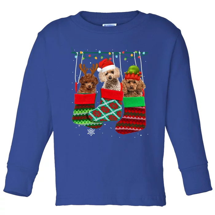 Dog Poodle Christmas Socks Funny Xmas Pajama Pet Puppy Gift Toddler Long Sleeve Shirt