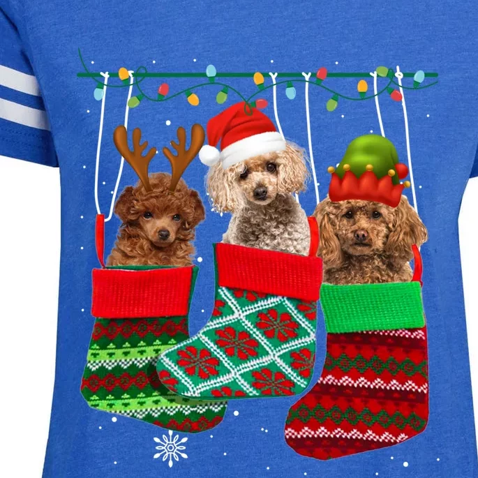 Dog Poodle Christmas Socks Funny Xmas Pajama Pet Puppy Gift Enza Ladies Jersey Football T-Shirt