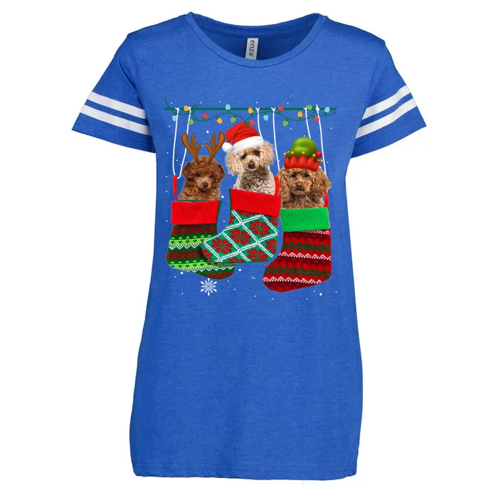 Dog Poodle Christmas Socks Funny Xmas Pajama Pet Puppy Gift Enza Ladies Jersey Football T-Shirt