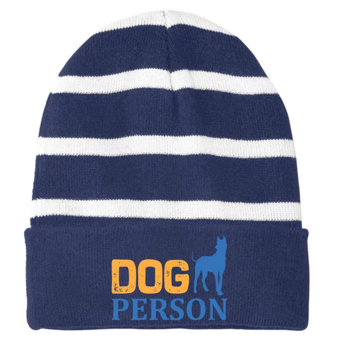 Dog Person Striped Beanie with Solid Band