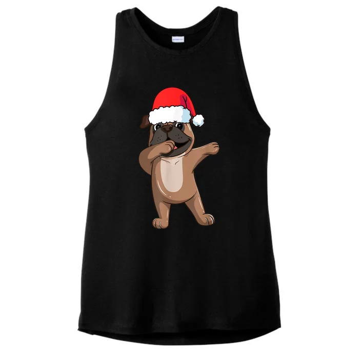 Dabbing Puggle Dog Hat Christmas Dab Dance Cute Dog Funny Gift Ladies Tri-Blend Wicking Tank