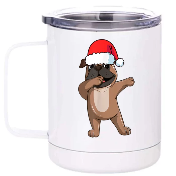 Dabbing Puggle Dog Hat Christmas Dab Dance Cute Dog Funny Gift Front & Back 12oz Stainless Steel Tumbler Cup