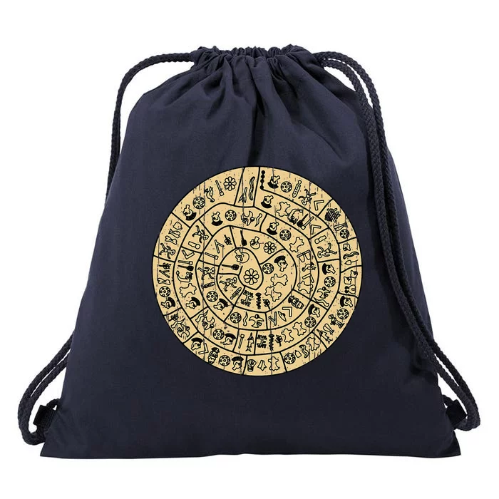 Distressed Phaistos Disk From Minoan Crete Drawstring Bag