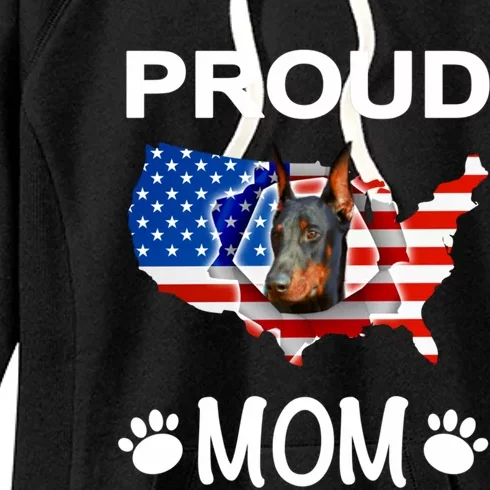 Dober Pinscher Dog Dober Proud Patriot Mom Cute Gift Women's Fleece Hoodie