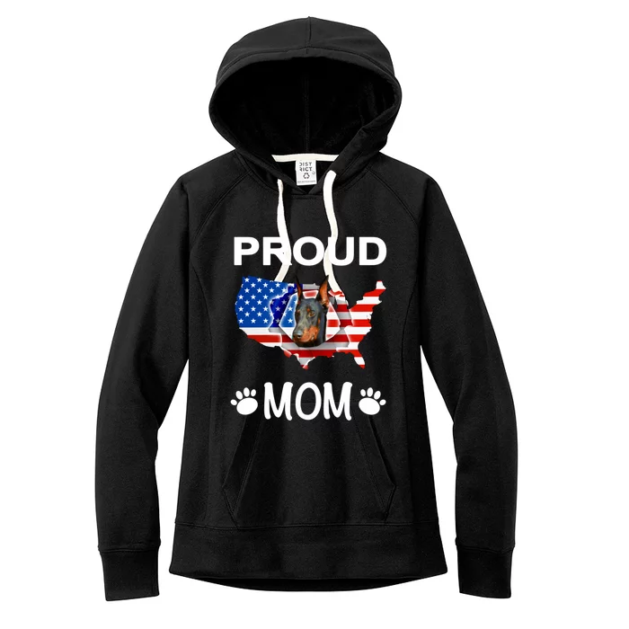 Dober Pinscher Dog Dober Proud Patriot Mom Cute Gift Women's Fleece Hoodie