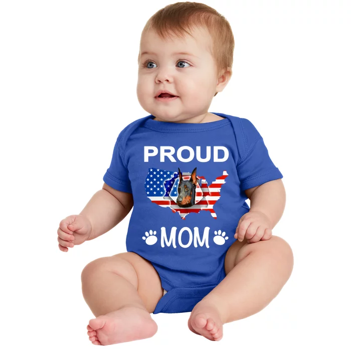 Dober Pinscher Dog Dober Proud Patriot Mom Cute Gift Baby Bodysuit