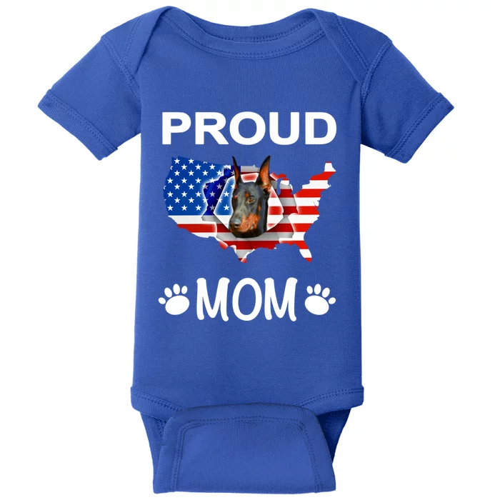 Dober Pinscher Dog Dober Proud Patriot Mom Cute Gift Baby Bodysuit