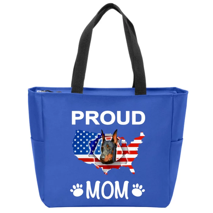 Dober Pinscher Dog Dober Proud Patriot Mom Cute Gift Zip Tote Bag