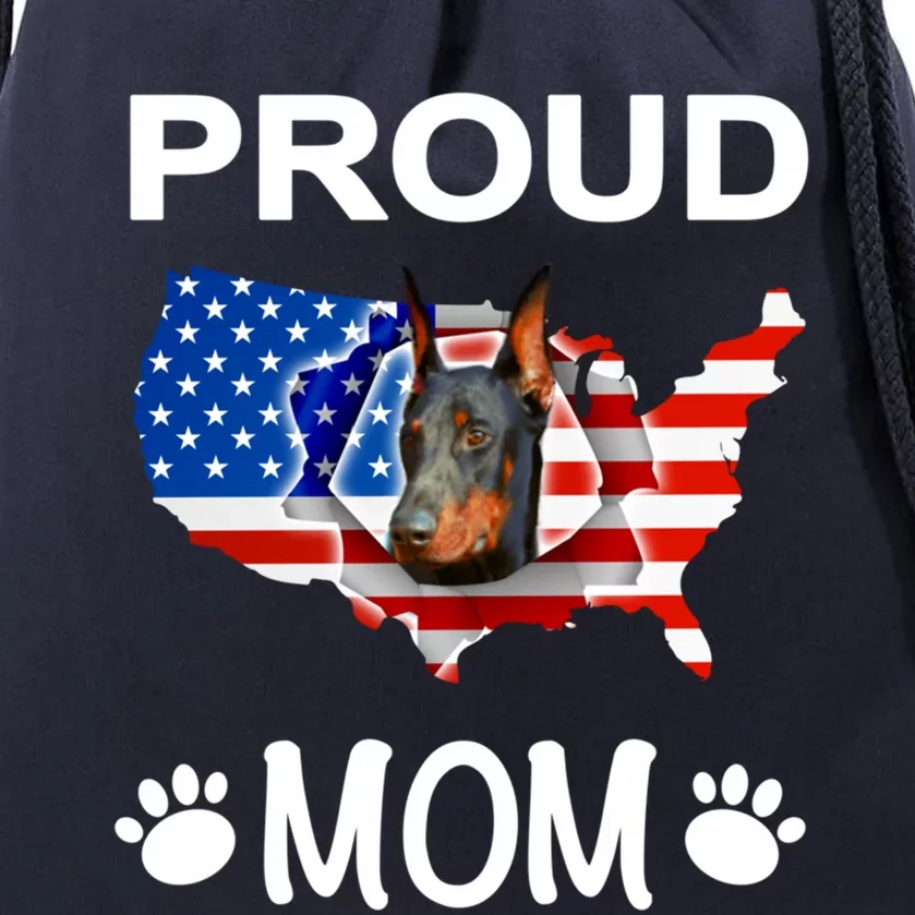 Dober Pinscher Dog Dober Proud Patriot Mom Cute Gift Drawstring Bag