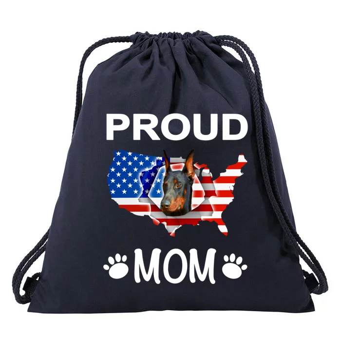 Dober Pinscher Dog Dober Proud Patriot Mom Cute Gift Drawstring Bag