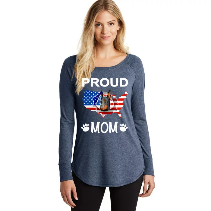 Dober Pinscher Dog Dober Proud Patriot Mom Cute Gift Women's Perfect Tri Tunic Long Sleeve Shirt