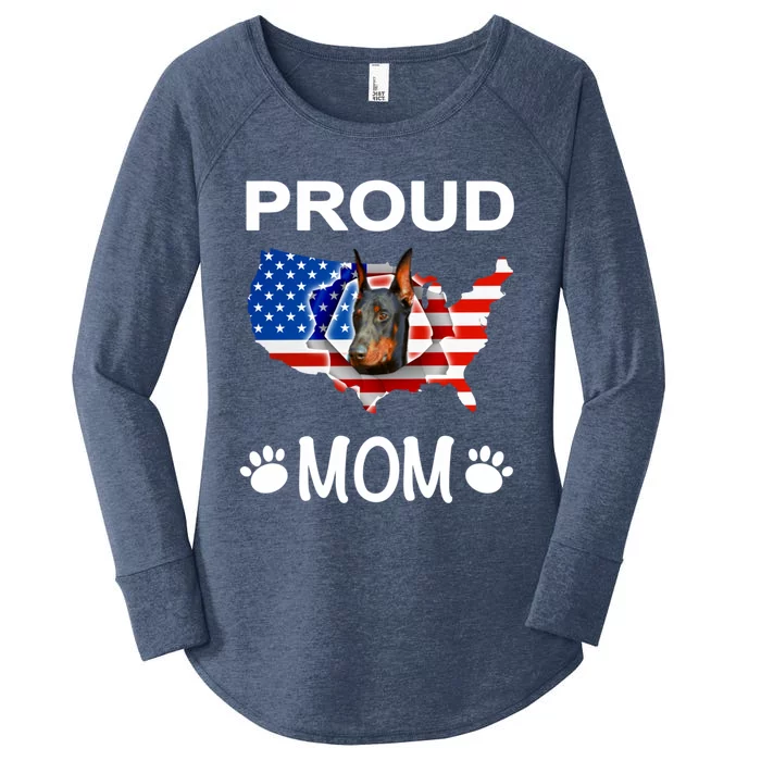 Dober Pinscher Dog Dober Proud Patriot Mom Cute Gift Women's Perfect Tri Tunic Long Sleeve Shirt