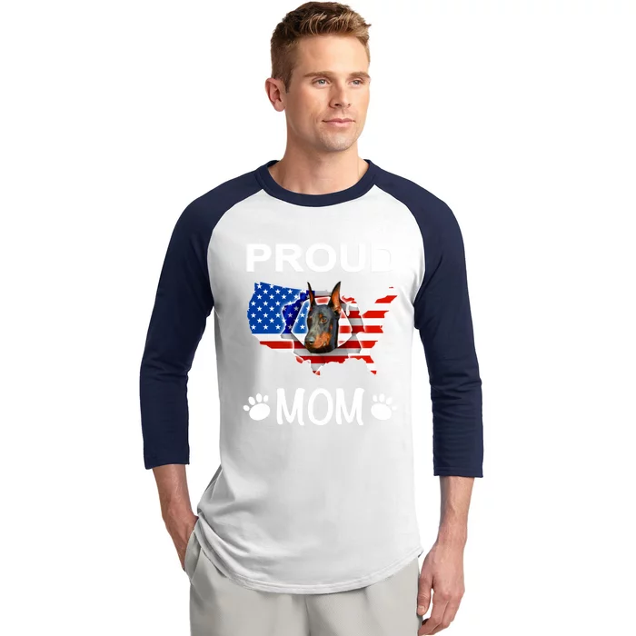 Dober Pinscher Dog Dober Proud Patriot Mom Cute Gift Baseball Sleeve Shirt