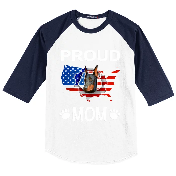 Dober Pinscher Dog Dober Proud Patriot Mom Cute Gift Baseball Sleeve Shirt