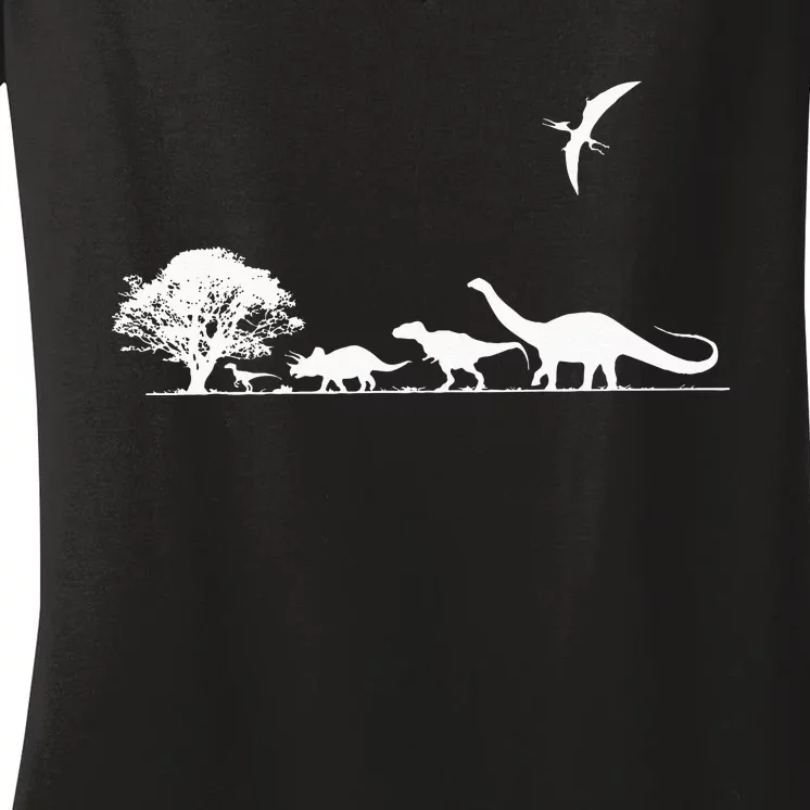 Dinosaurs Prehistoric Dinosaur Kids Or Adults Dino Women's V-Neck T-Shirt