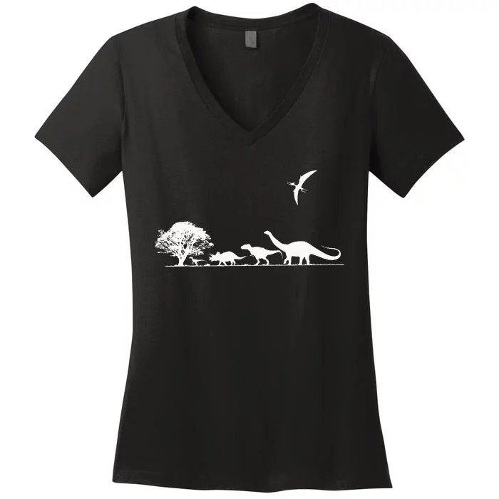 Dinosaurs Prehistoric Dinosaur Kids Or Adults Dino Women's V-Neck T-Shirt