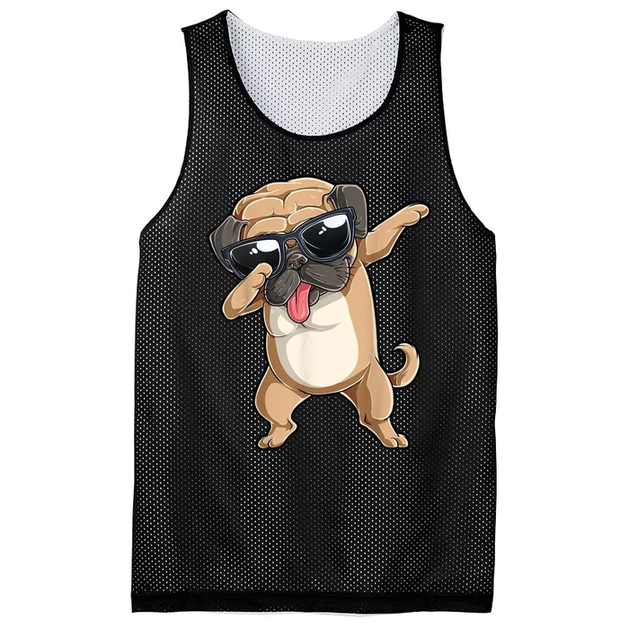 Dabbing Pug Dog Lover Kids Boys Girls Dab Dance Mesh Reversible Basketball Jersey Tank