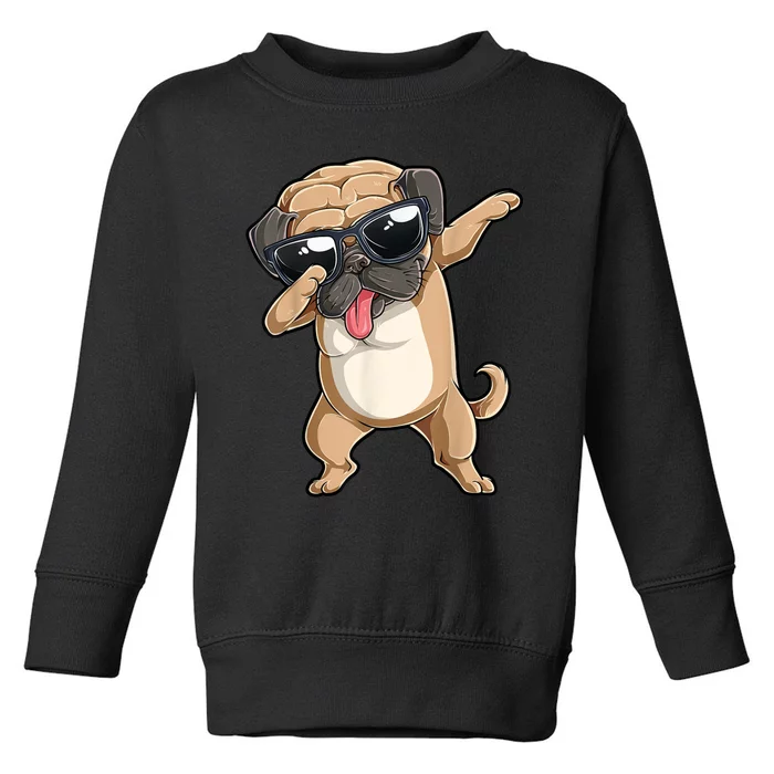 Dabbing Pug Dog Lover Kids Boys Girls Dab Dance Toddler Sweatshirt