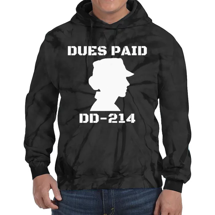 Dues Paid DD214 Female Veterans Day Women Ex Army Soldier Tie Dye Hoodie