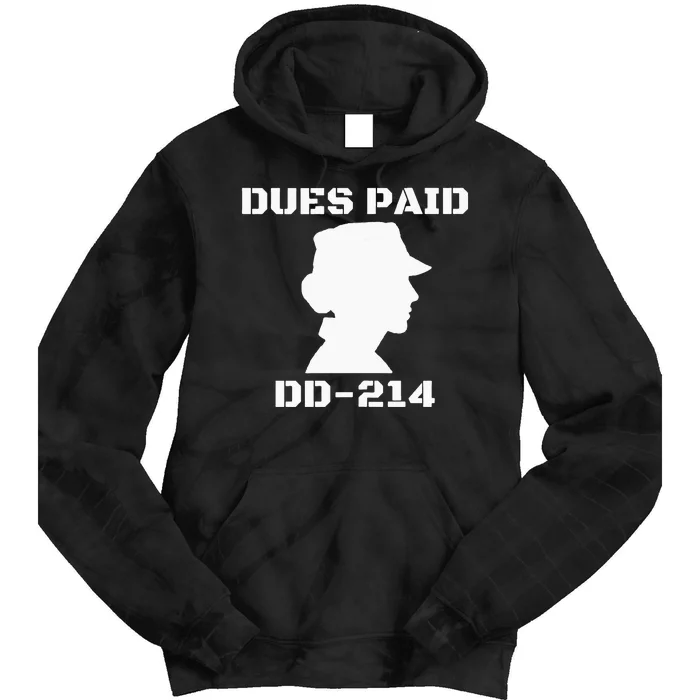 Dues Paid DD214 Female Veterans Day Women Ex Army Soldier Tie Dye Hoodie