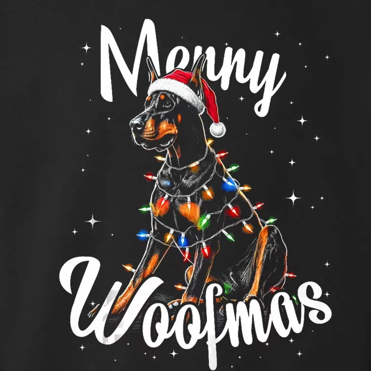 Doberman Pincher Dog Merry Woofmas Christmas Lights Tank Top Toddler Hoodie