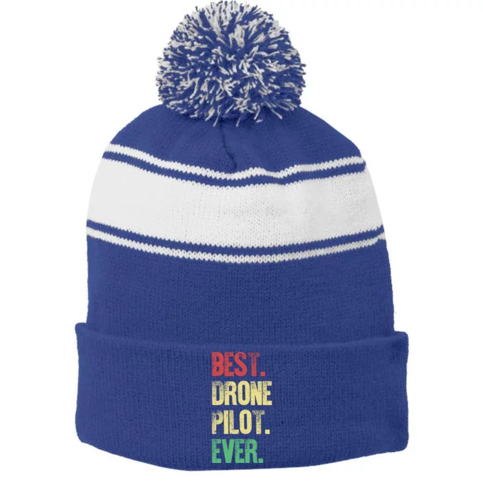 Drone Pilot Drone Photographer Gift Stripe Pom Pom Beanie