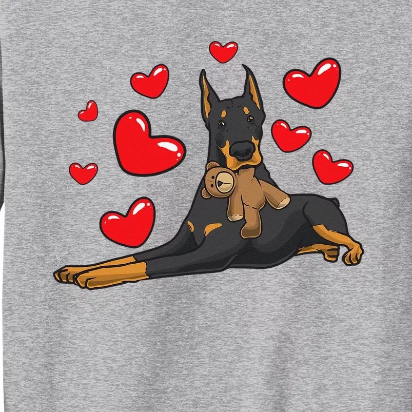 Doberman Pinscher Dog With Stuffed Animal Tall Sweatshirt