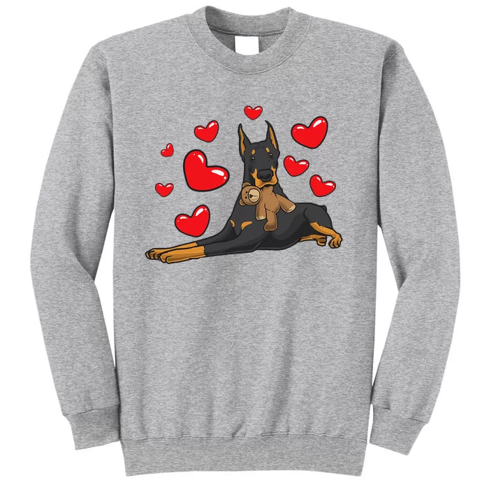 Doberman Pinscher Dog With Stuffed Animal Tall Sweatshirt