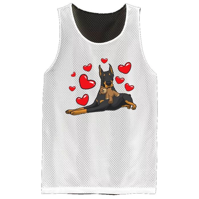 Doberman Pinscher Dog With Stuffed Animal Mesh Reversible Basketball Jersey Tank