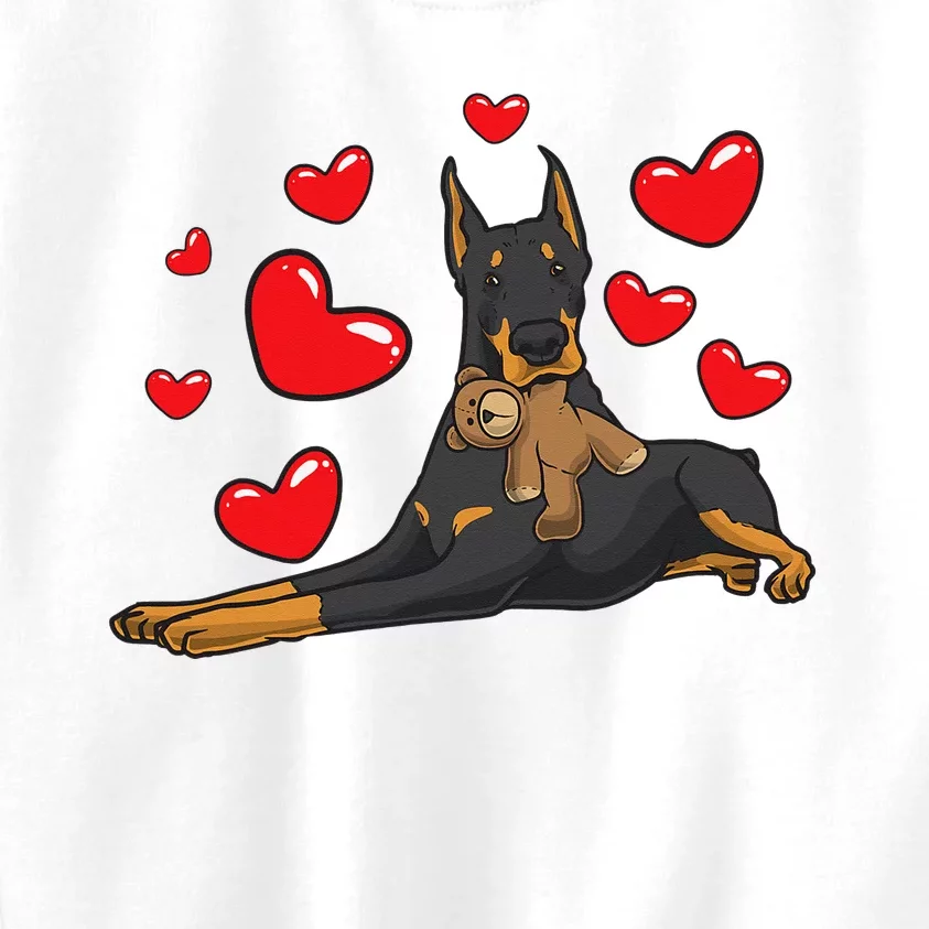 Doberman Pinscher Dog With Stuffed Animal Kids Sweatshirt