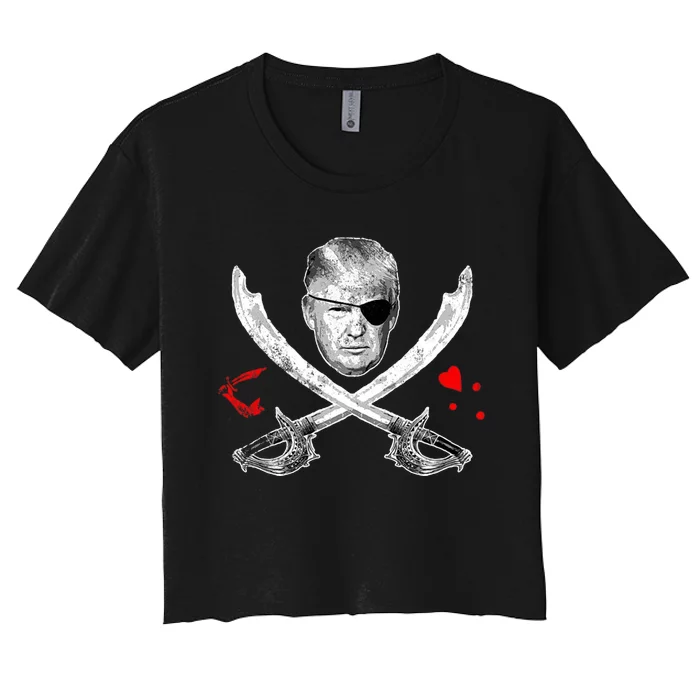 Dread Pirate Donald Trump Pirate Flag 2024 Women's Crop Top Tee