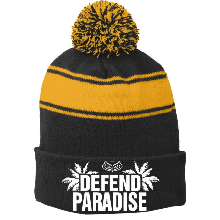 Defend Paradise Stripe Pom Pom Beanie