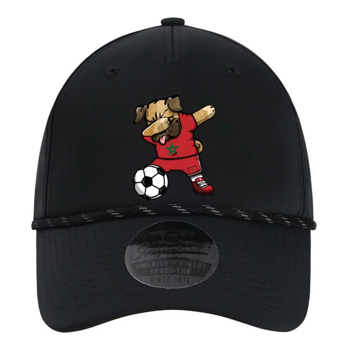 Dabbing Pug Dog Morocco Soccer Fans Jersey Moroccan Football Cool Gift Performance The Dyno Cap