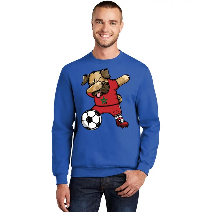 Dabbing Pug Dog Morocco Soccer Fans Jersey Moroccan Football Cool Gift Sweatshirt