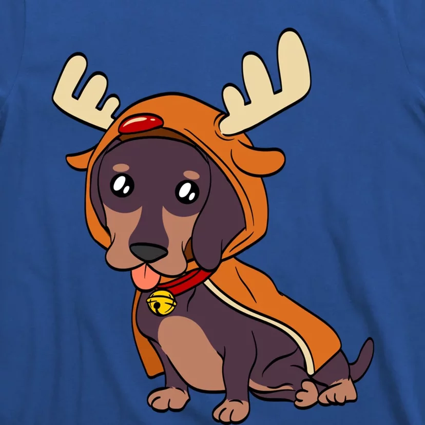 Dachshund Puppy Dressed As Reindeer Dogs Xmas Gift T-Shirt