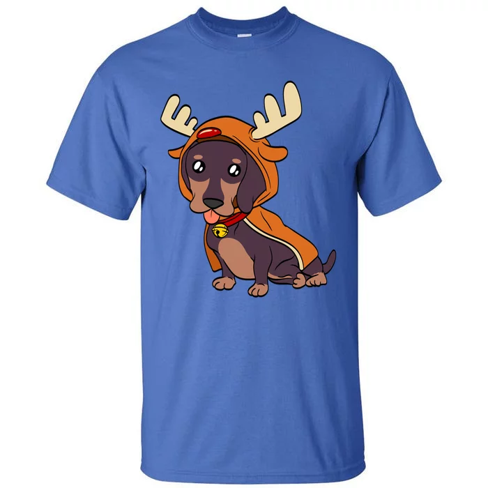 Dachshund Puppy Dressed As Reindeer Dogs Xmas Gift Tall T-Shirt