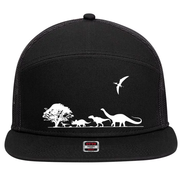 Dinosaurs Prehistoric Dinosaur Or Adults Dino 7 Panel Mesh Trucker Snapback Hat