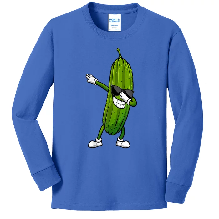 Dill Pickle Dabbing Pickle Glasses Funny Pickle Gift Kids Long Sleeve Shirt