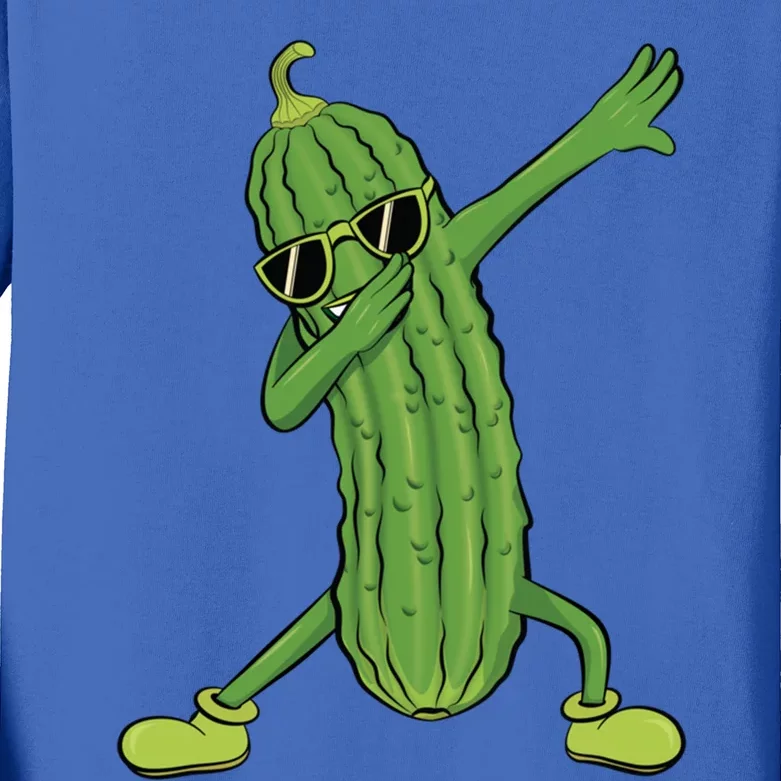 Dabbing Pickle Dancing Cucumber Lover Funny Funny Gift Kids Long Sleeve Shirt