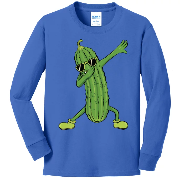 Dabbing Pickle Dancing Cucumber Lover Funny Funny Gift Kids Long Sleeve Shirt