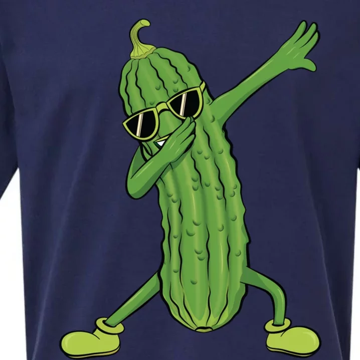 Dabbing Pickle Dancing Cucumber Lover Funny Funny Gift Sueded Cloud Jersey T-Shirt