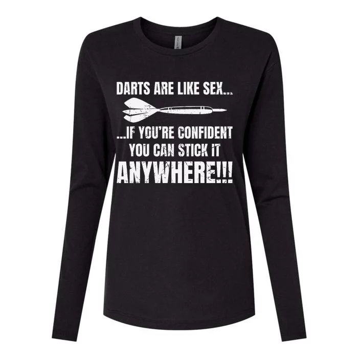 Dart Players Darts Are Like Sex Stick Anywhere Funny Womens Cotton Relaxed Long Sleeve T-Shirt