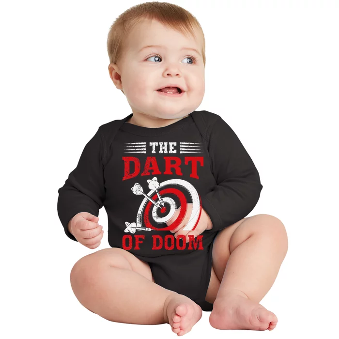 Darts Player Dart Of The Doom Funny Darts Lovers Baby Long Sleeve Bodysuit