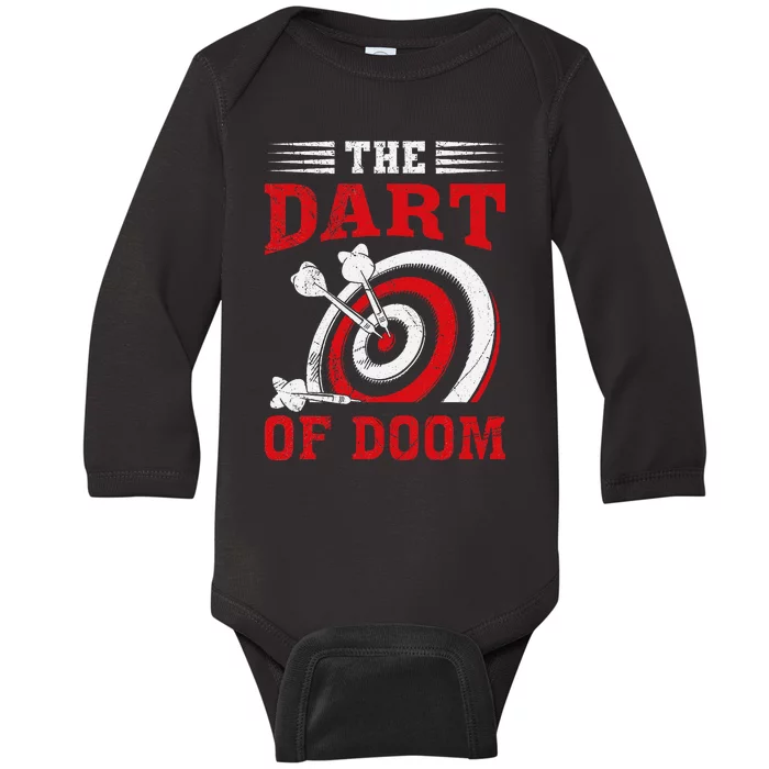 Darts Player Dart Of The Doom Funny Darts Lovers Baby Long Sleeve Bodysuit