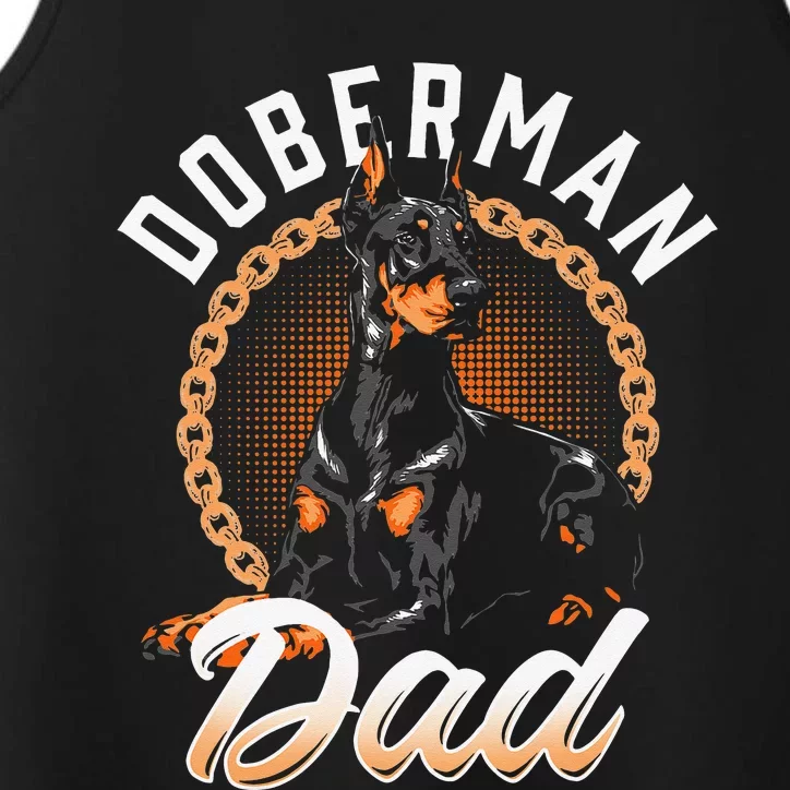 Doberman Pinscher Dog Dad Silhouette Fur Dog Papa Performance Tank