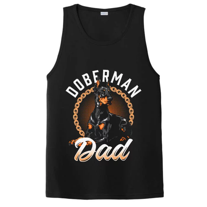 Doberman Pinscher Dog Dad Silhouette Fur Dog Papa Performance Tank