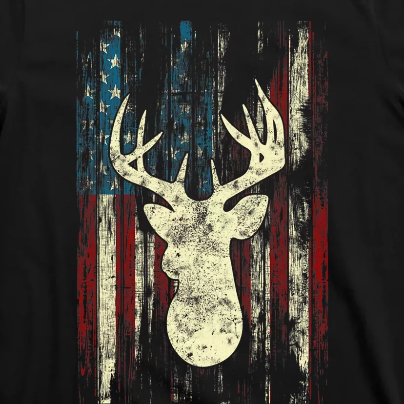 Distressed Patriotic Deer Hunting American flag T-Shirt