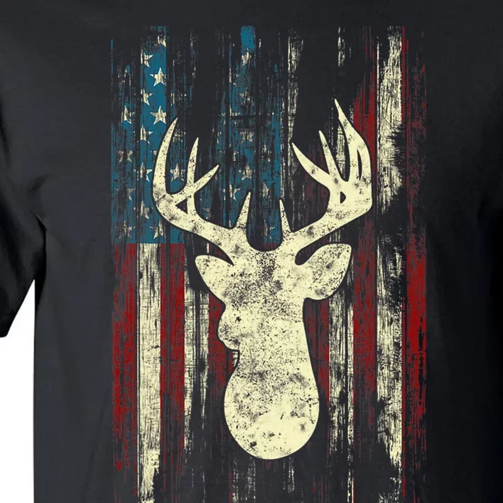 Distressed Patriotic Deer Hunting American flag Tall T-Shirt